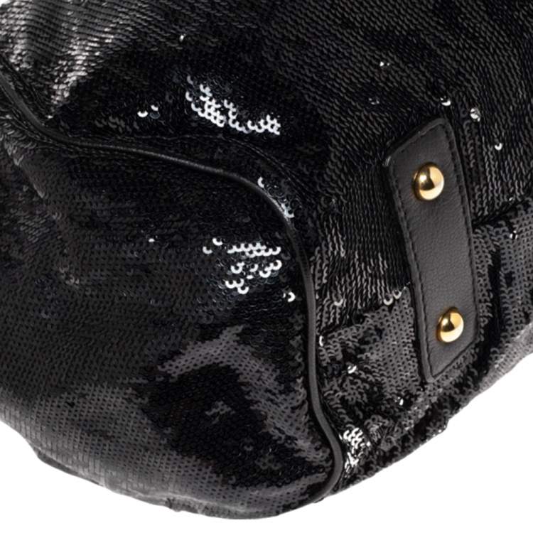 Pre Owned Marc Jacobs Blue/Black Sequin,Suede and Leather New York Rocker Stam Satchel
