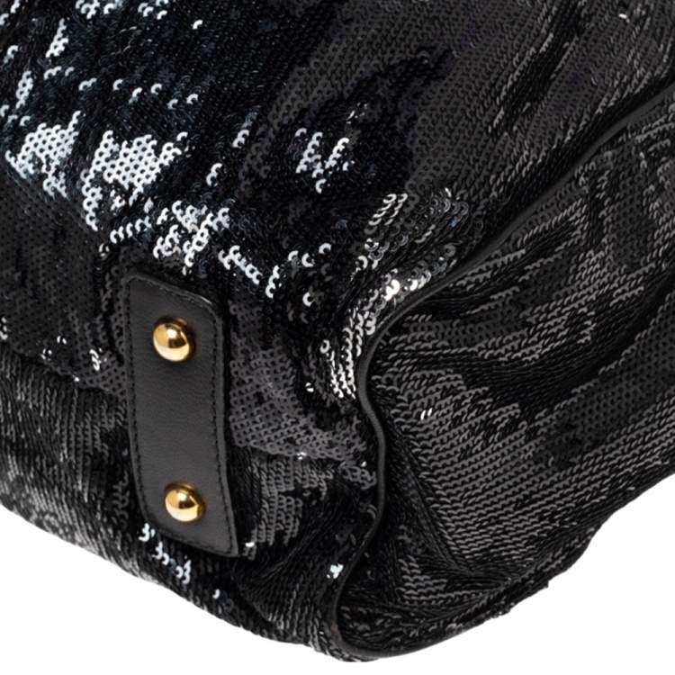 Pre Owned Marc Jacobs Blue/Black Sequin,Suede and Leather New York Rocker Stam Satchel
