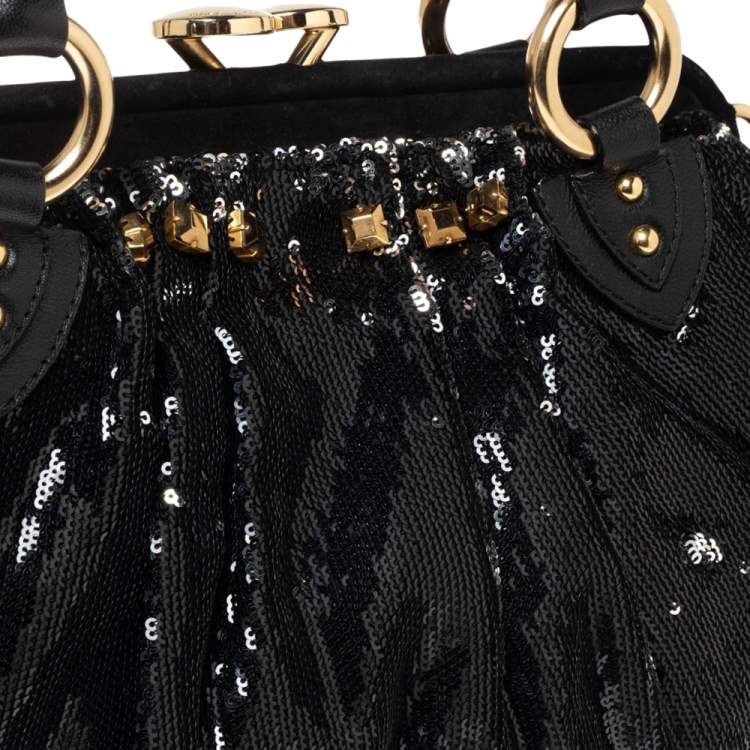 Pre Owned Marc Jacobs Blue/Black Sequin,Suede and Leather New York Rocker Stam Satchel