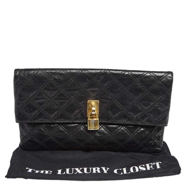 Pre Owned Marc Jacobs Black Quilted Leather Eugenie Clutch