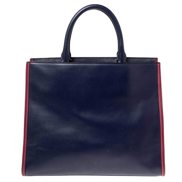 Pre Owned Marc Jacobs Blue/Pink Leather Madison Tote