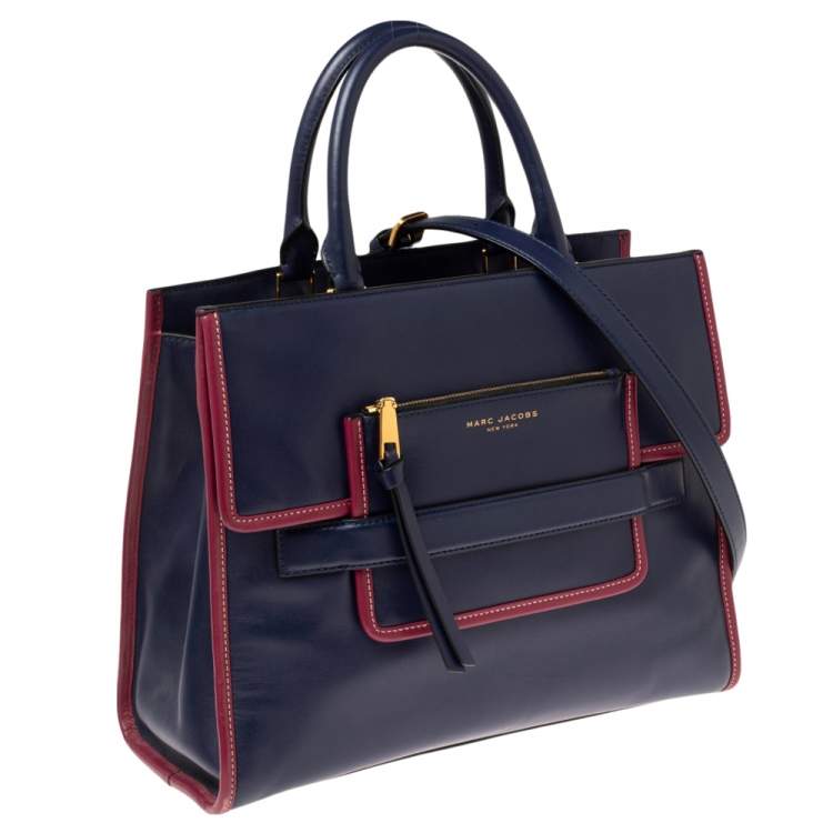 Pre Owned Marc Jacobs Blue/Pink Leather Madison Tote