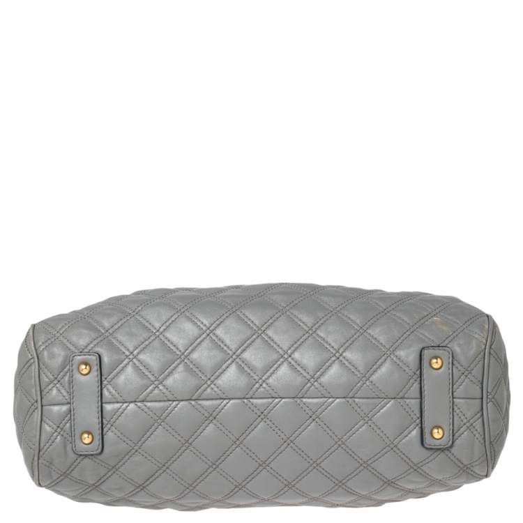 Pre Owned Marc Jacobs Grey Quilted Leather Stam Satchel