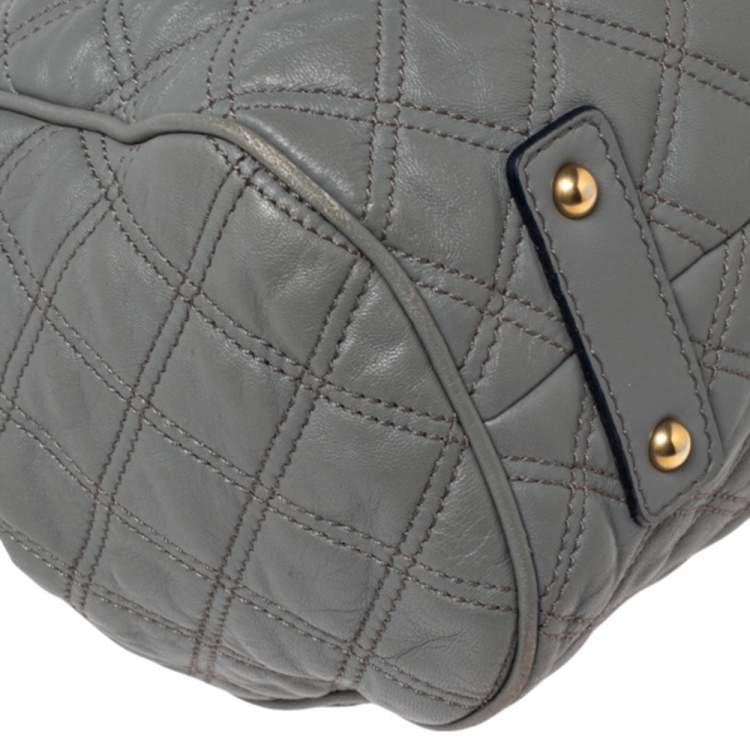 Pre Owned Marc Jacobs Grey Quilted Leather Stam Satchel