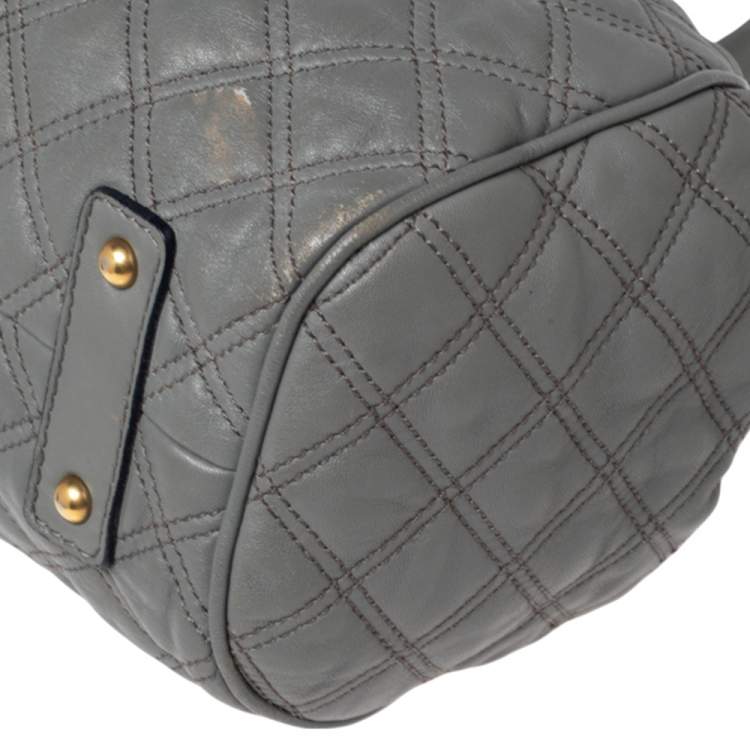 Pre Owned Marc Jacobs Grey Quilted Leather Stam Satchel