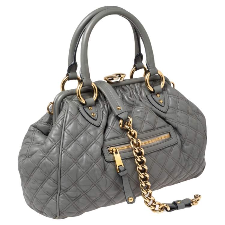 Pre Owned Marc Jacobs Grey Quilted Leather Stam Satchel