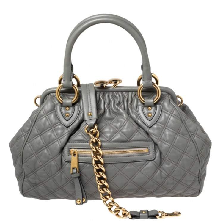 Pre Owned Marc Jacobs Grey Quilted Leather Stam Satchel