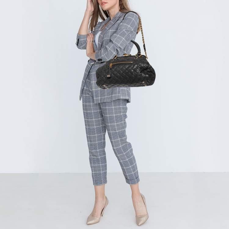 Pre Owned Marc Jacobs Black Quilted Leather Stam Satchel