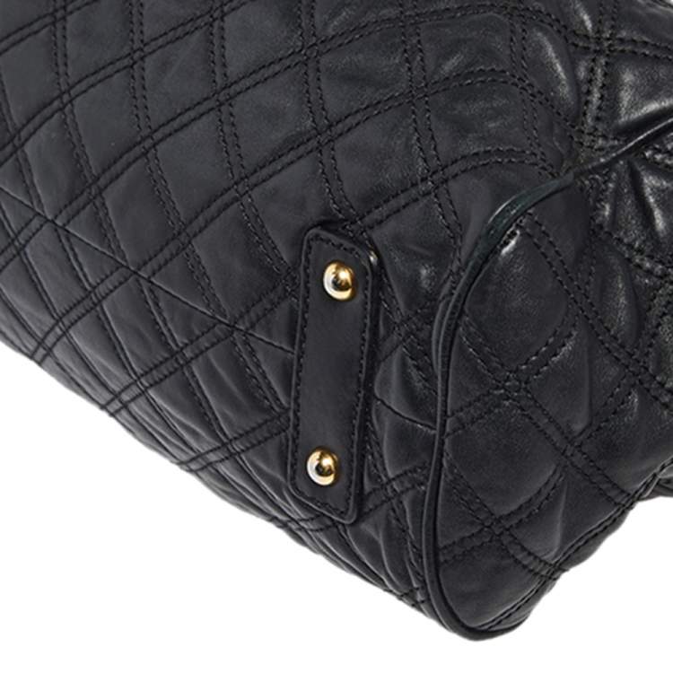 Pre Owned Marc Jacobs Black Quilted Leather Stam Satchel