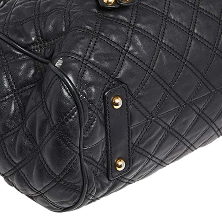 Pre Owned Marc Jacobs Black Quilted Leather Stam Satchel