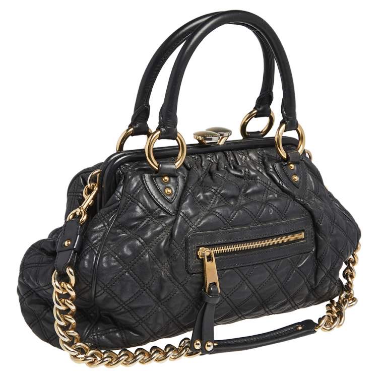 Pre Owned Marc Jacobs Black Quilted Leather Stam Satchel