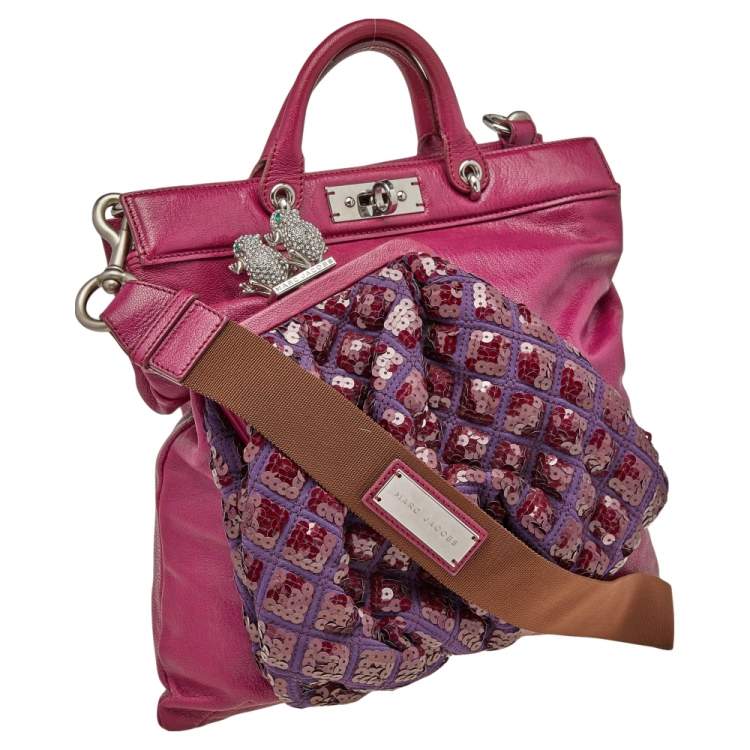 Pre Owned Marc Jacobs Purple Leather Robert Duffy Tote
