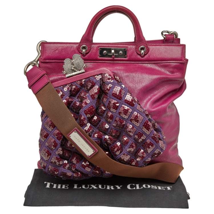 Pre Owned Marc Jacobs Purple Leather Robert Duffy Tote