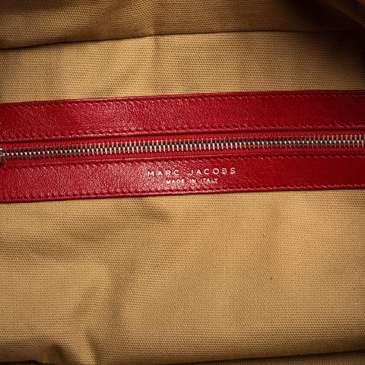 Pre Owned Marc Jacobs Red Leather Front Pocket Bowler Bag