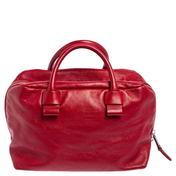 Pre Owned Marc Jacobs Red Leather Front Pocket Bowler Bag