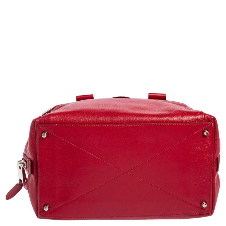 Pre Owned Marc Jacobs Red Leather Front Pocket Bowler Bag