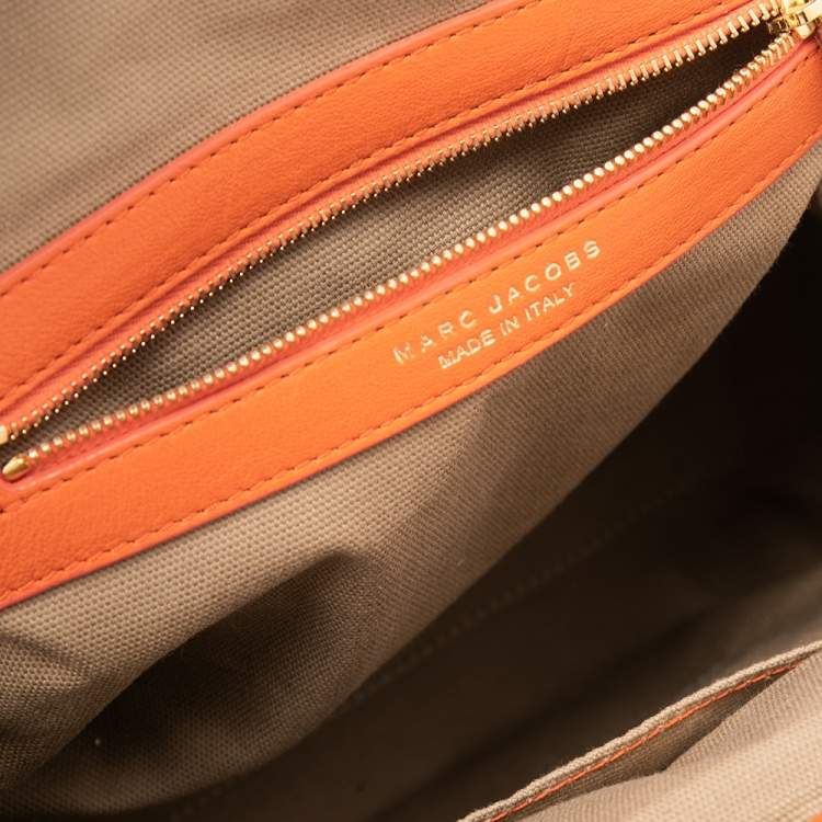 Pre Owned Marc Jacobs Orange Quilted Leather Stam Satchel