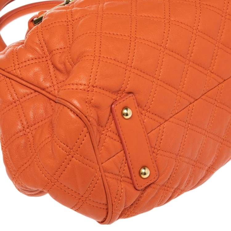 Pre Owned Marc Jacobs Orange Quilted Leather Stam Satchel