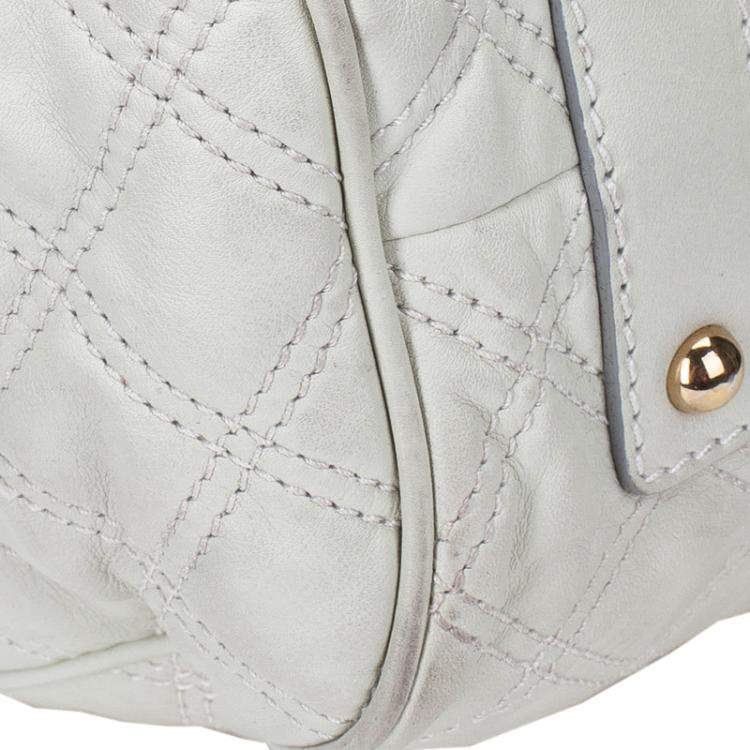 Pre Owned Marc Jacobs Ivory Quilted Leather Stam Satchel