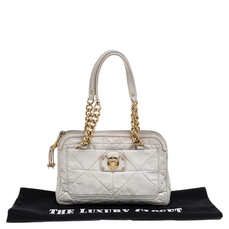 Pre Owned Marc Jacobs White Leather Chain Shoulder Bag