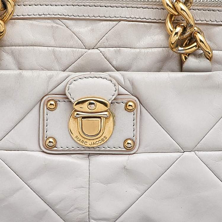 Pre Owned Marc Jacobs White Leather Chain Shoulder Bag
