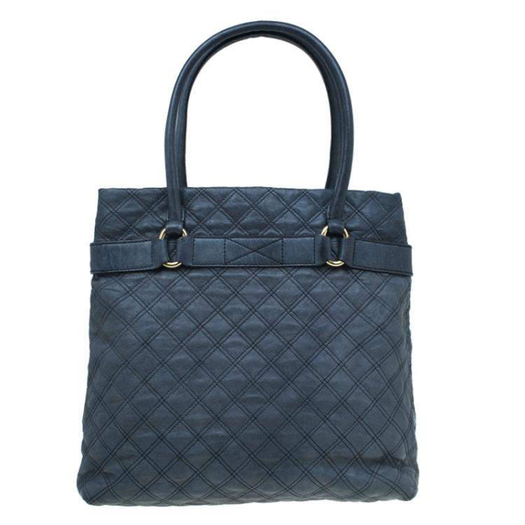 Pre Owned Marc Jacobs Dark Grey Quilted Leather Casey Double Stitch Tote