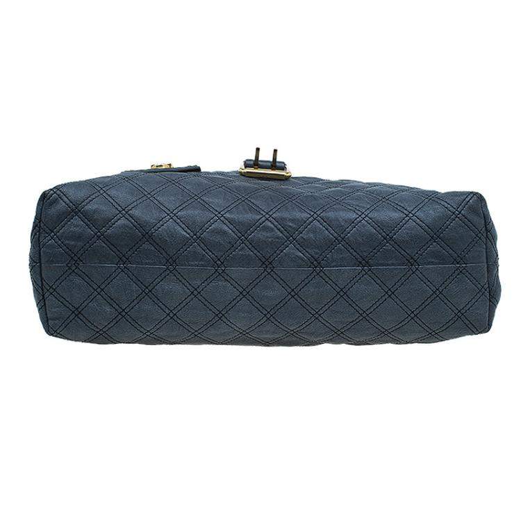 Pre Owned Marc Jacobs Dark Grey Quilted Leather Casey Double Stitch Tote