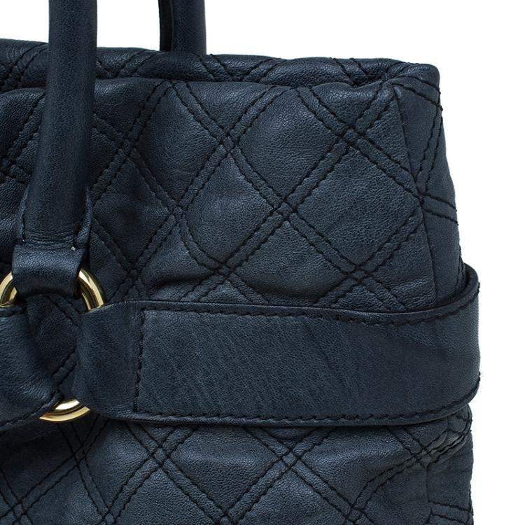 Pre Owned Marc Jacobs Dark Grey Quilted Leather Casey Double Stitch Tote