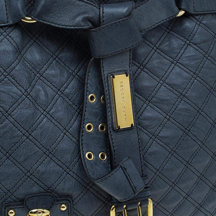 Pre Owned Marc Jacobs Dark Grey Quilted Leather Casey Double Stitch Tote