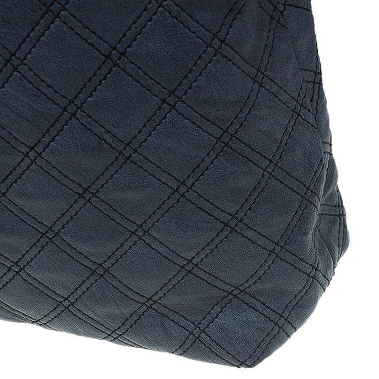 Pre Owned Marc Jacobs Dark Grey Quilted Leather Casey Double Stitch Tote