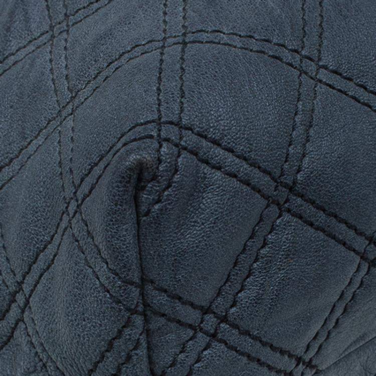 Pre Owned Marc Jacobs Dark Grey Quilted Leather Casey Double Stitch Tote