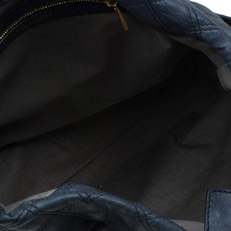 Pre Owned Marc Jacobs Dark Grey Quilted Leather Casey Double Stitch Tote