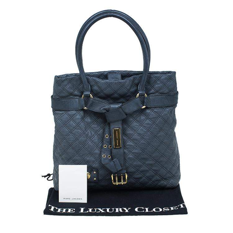 Pre Owned Marc Jacobs Dark Grey Quilted Leather Casey Double Stitch Tote