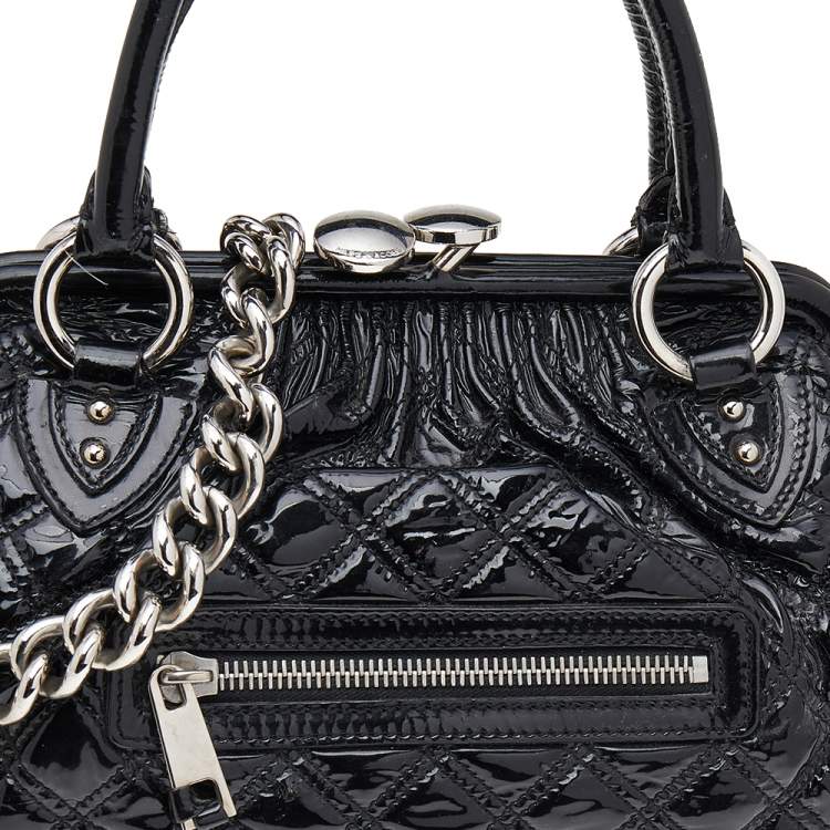 Pre Owned Marc Jacobs Black Quilted Patent Leather Stam Shoulder Bag