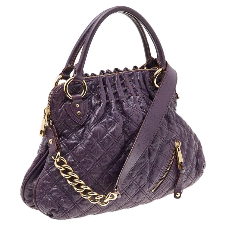 Pre Owned Marc Jacobs Purple Quilted Leather Cecilia Satchel
