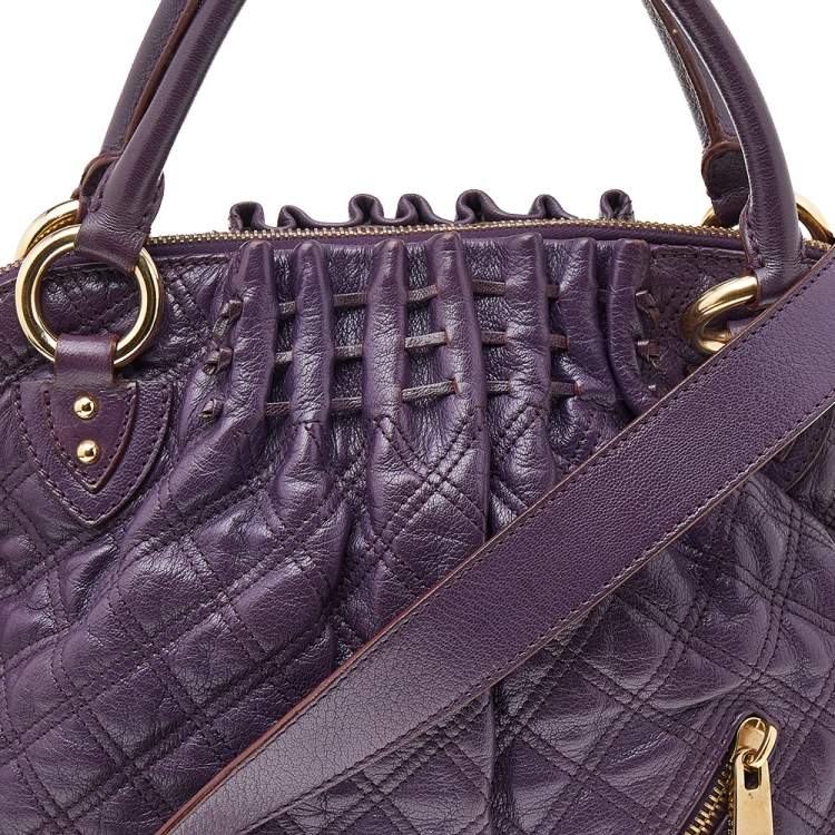 Pre Owned Marc Jacobs Purple Quilted Leather Cecilia Satchel
