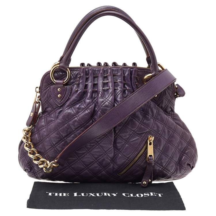 Pre Owned Marc Jacobs Purple Quilted Leather Cecilia Satchel