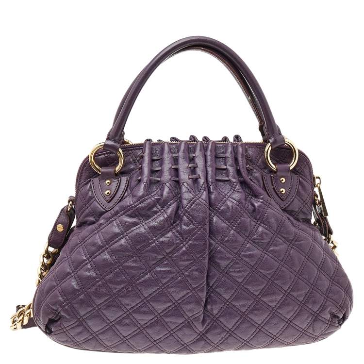Pre Owned Marc Jacobs Purple Quilted Leather Cecilia Satchel