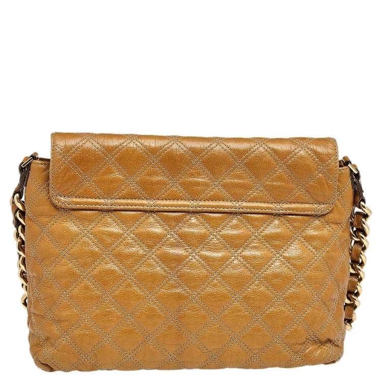 Pre Owned Marc Jacobs Brown Quilted Leather Flap Padlock Shoulder Bag