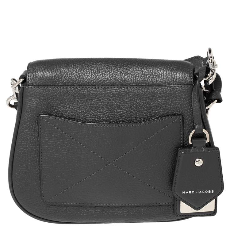 Pre Owned Marc Jacobs Dark Grey Leather Recruit Nomad Saddle Bag