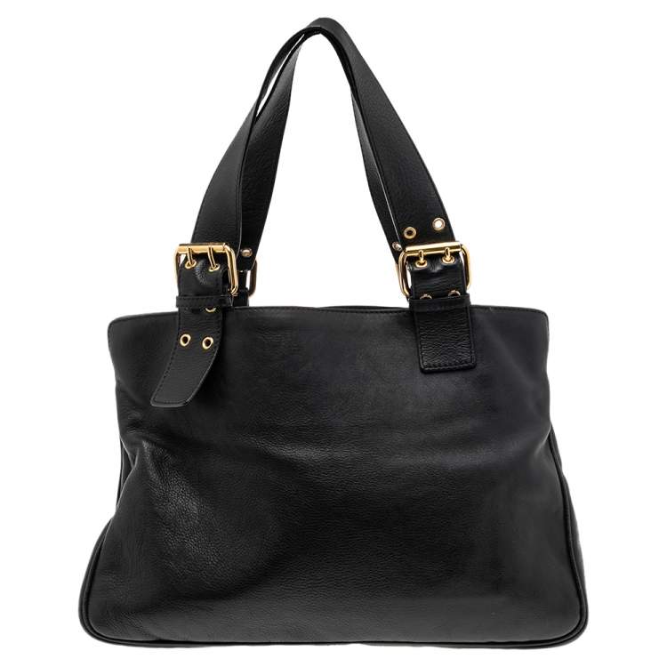 Pre Owned Marc Jacobs Black Leather Front Pocket Tote