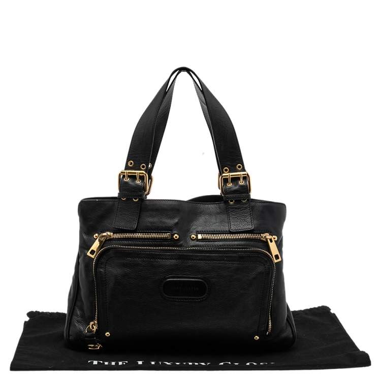 Pre Owned Marc Jacobs Black Leather Front Pocket Tote
