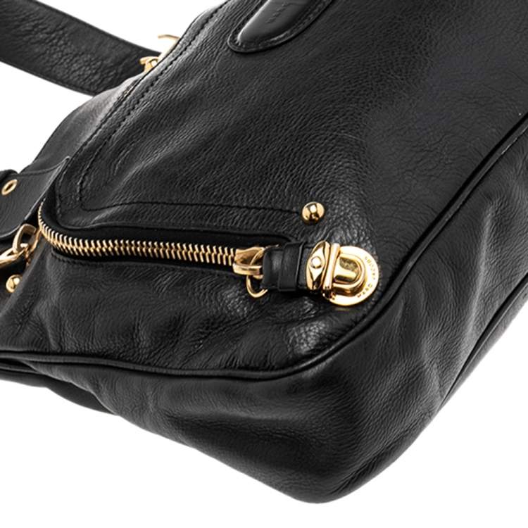 Pre Owned Marc Jacobs Black Leather Front Pocket Tote