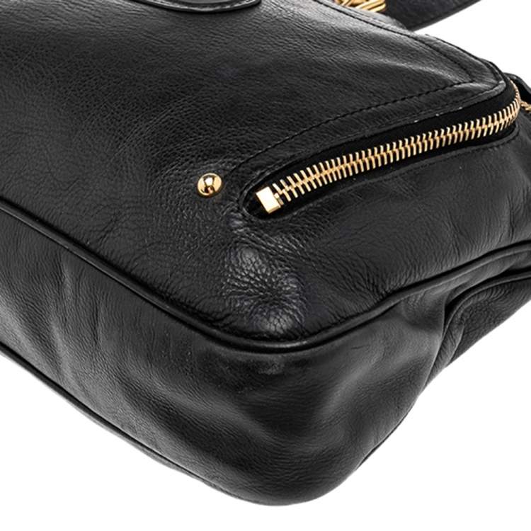 Pre Owned Marc Jacobs Black Leather Front Pocket Tote