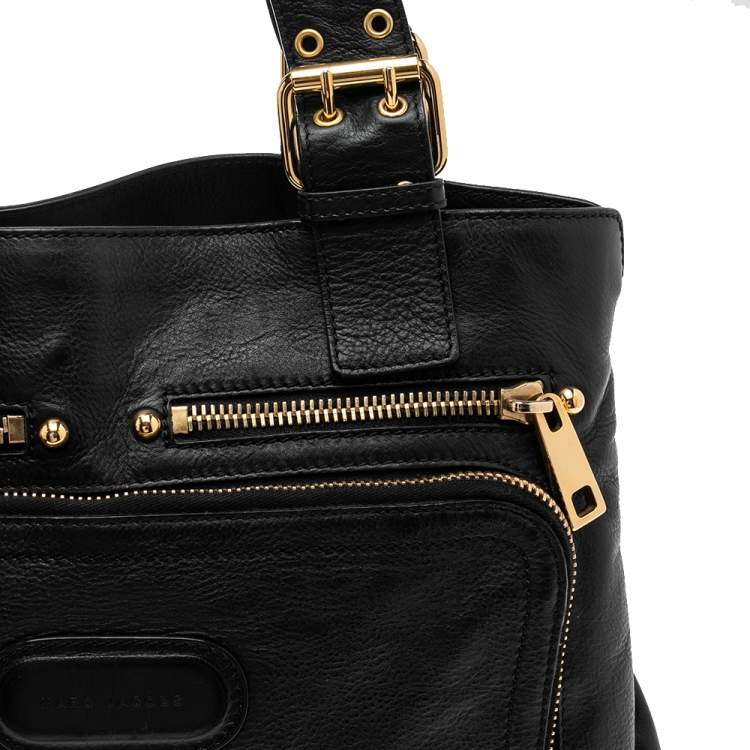 Pre Owned Marc Jacobs Black Leather Front Pocket Tote