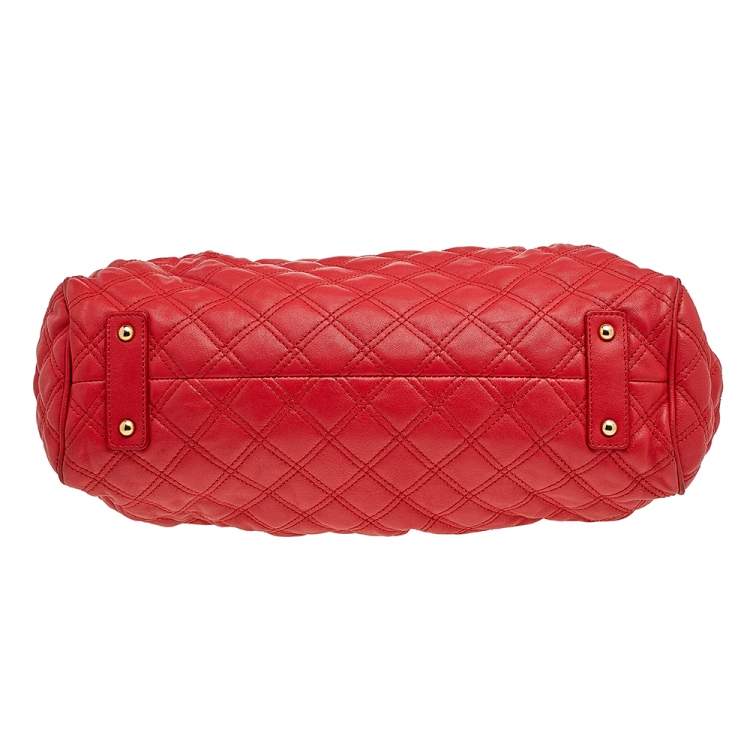 Pre Owned Marc Jacobs Bright Orange Quilted Leather Stam Satchel