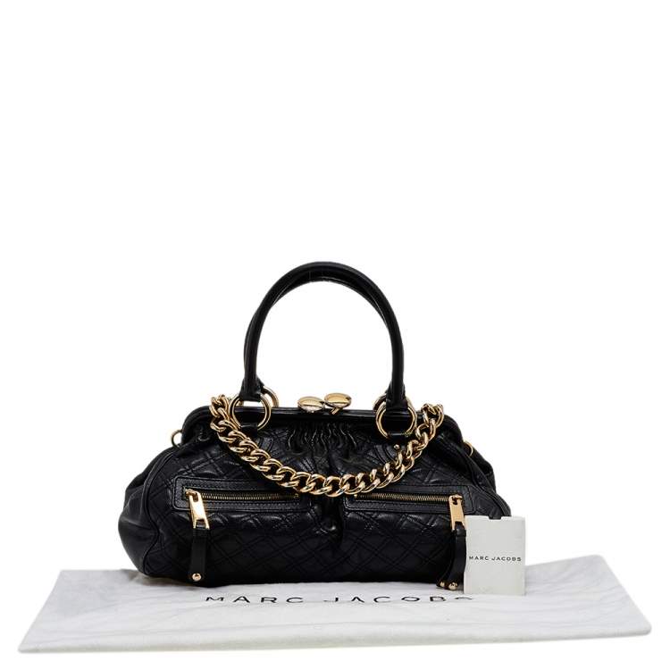 Pre Owned Marc Jacobs Black Quilted Leather Stam Satchel
