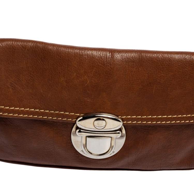 مملوكة مسبقًا Marc Jacobs Brown Leather Pushlock Baguette Bag