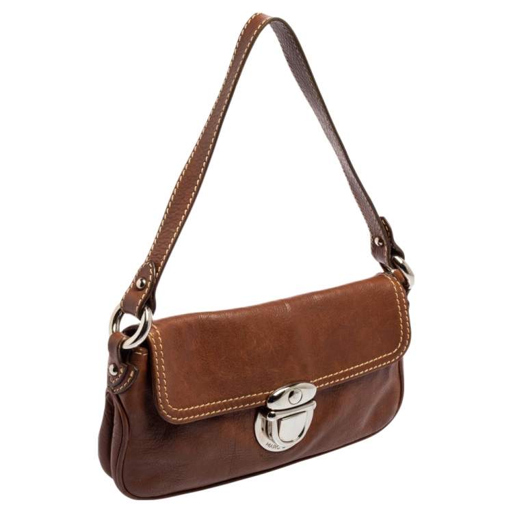 مملوكة مسبقًا Marc Jacobs Brown Leather Pushlock Baguette Bag