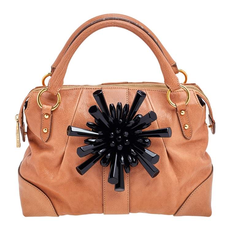 Pre Owned Marc Jacobs Brown Leather Crystal Embellished Satchel
